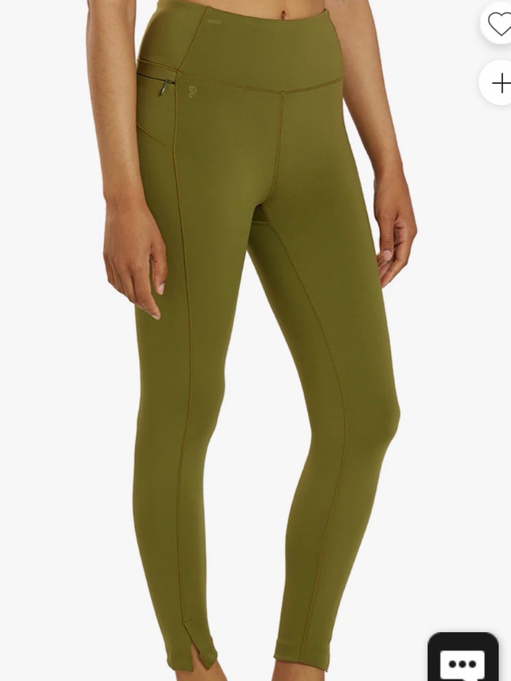 High-Rise Olive Performance Leggings with Side Pocket